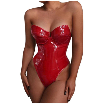 Sexy Strapless Bodysuit for Ladies / Wet Look Sleeveless Jumpsuit / Erotic Women's Lingerie - EVE's SECRETS